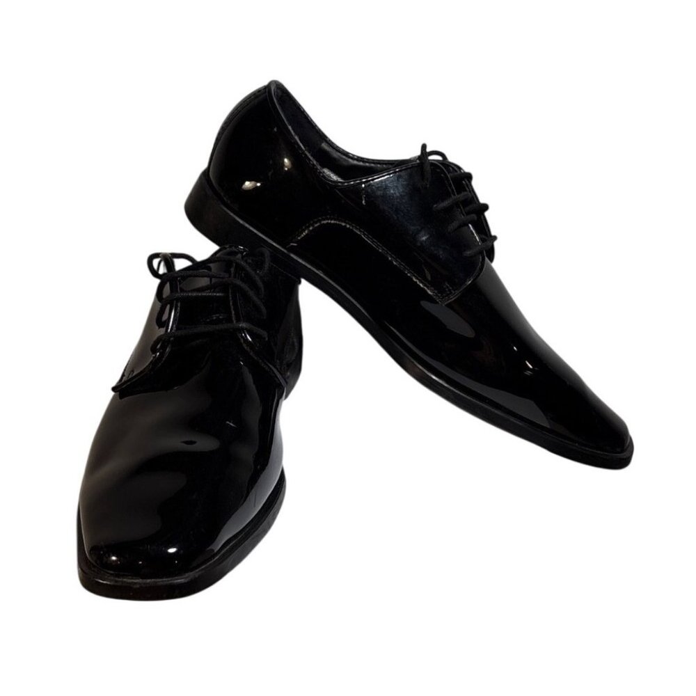 Joseph Abboud Shoes Mens Size 9M Black Patent Leather Lace Up Oxford